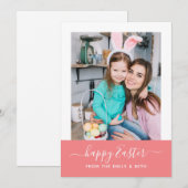 Minimale oogfoto van Elegant Roze Manuscript Feestdagenkaart (Voorkant / Achterkant)