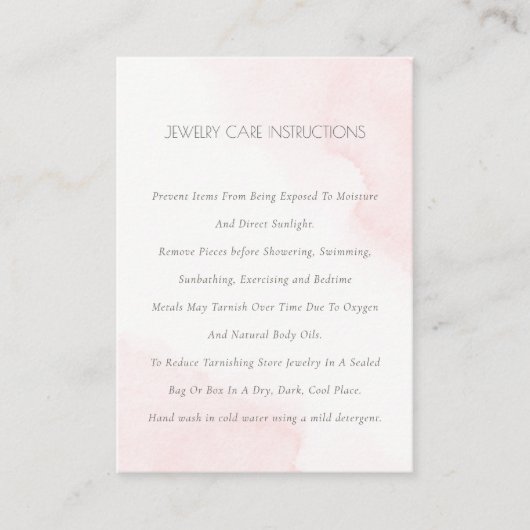 Minimale oogheelkundige Blush Roze Waterverf Juwel Visitekaartje (Voorkant)