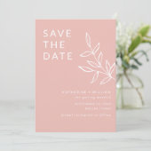 Minimale oogstroze met elegante blindroze sparen d save the date (Staand voorkant)