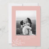 Minimale oogstroze met elegante blindroze sparen d save the date (Achterkant)