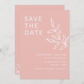 Minimale oogstroze met elegante blindroze sparen d save the date (Voorkant / Achterkant)