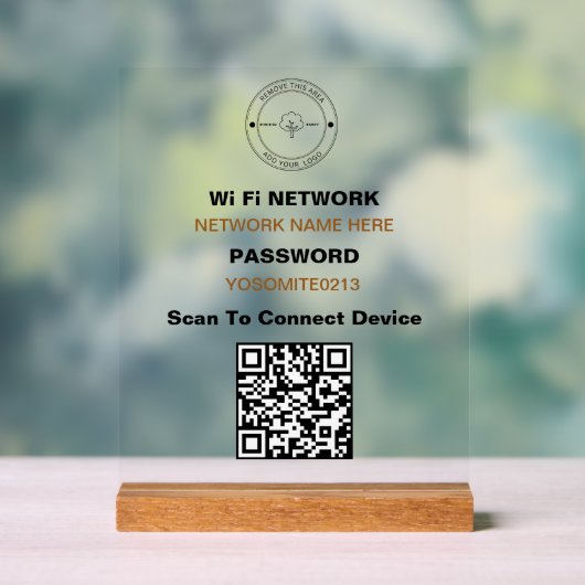 Minimale op maat gemaakte Logo QR-code Wifi Detail Acryl Bord (Neutraal)