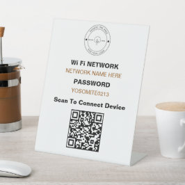 Minimale op maat gemaakte Logo QR-code Wifi Detail Reclamebord Met Voetstuk