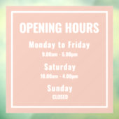 Minimale openingstijden roze raamsticker (Vel 3)
