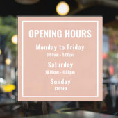 Minimale openingstijden roze raamsticker