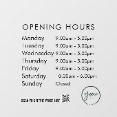 Minimale openingstijden Transparante vensterfolie Raamsticker (Vel)