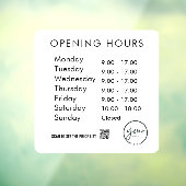 Minimale openingstijden Transparante vensterfolie Raamsticker (Vel 3)