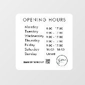 Minimale openingstijden Transparante vensterfolie Raamsticker (Vel)