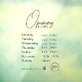 Minimale openingstijden Transparante vensterfolie Raamsticker (Vel 3)