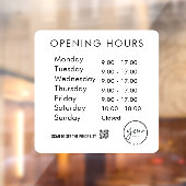 Minimale openingstijden Transparante Windows Cling Raamsticker (Vel 2)