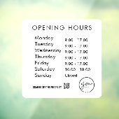 Minimale openingstijden Transparante Windows Cling Raamsticker (Vel 3)