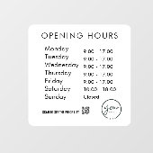 Minimale openingstijden Transparante Windows Cling Raamsticker (Vel)