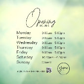 Minimale openingstijden Transparante Windows Cling Raamsticker (Vel 3)