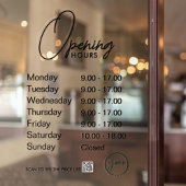 Minimale openingstijden Transparante Windows Cling Raamsticker