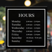 Minimale openingstijden Venster Cling Raamsticker