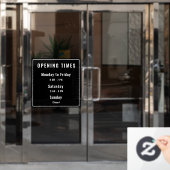 Minimale openingstijden zwart raamsticker (Kantoordeur)