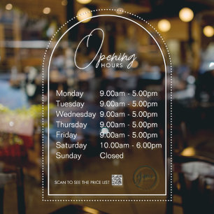 Minimale openingsuren transparante raamfolie raamsticker