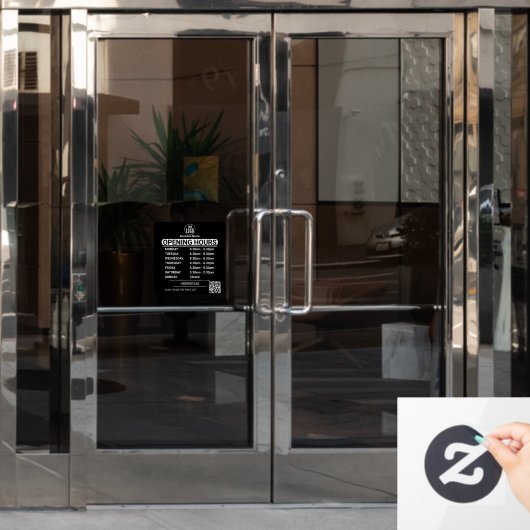 Minimale openingsuren van bedrijfsnaam winkel raamsticker (Kantoordeur)