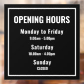 Minimale openingsuren vensterfolie raamsticker (Vel 2)