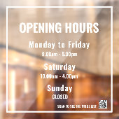 Minimale openingsuren witte raamfolie raamsticker (Vel 2)