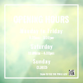 Minimale openingsuren witte raamfolie raamsticker (Vel 3)