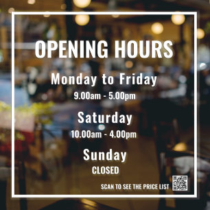 Minimale openingsuren witte raamfolie raamsticker