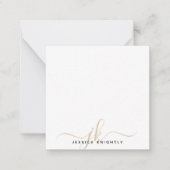 Minimale opmerking voor moderne Gold Script-Initia Notitiekaartje (Voorkant)