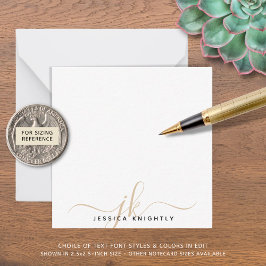 Minimale opmerking voor moderne Gold Script-Initia Notitiekaartje