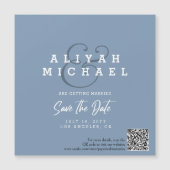 Minimale opslagdatum QR-code Stusty Blue Wedding Magnetische Uitnodiging (Voorkant)