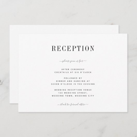 Minimale opvang van bruine en zwarte bruiloften informatiekaartje (Voorkant / Achterkant)