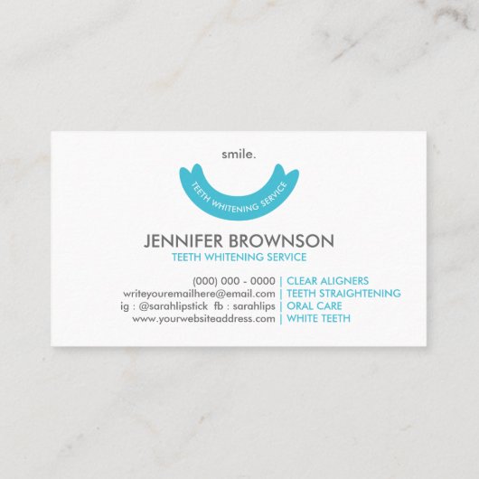 Minimale orale zorg voor tanden-Whitening Visitekaartje (Achterkant)