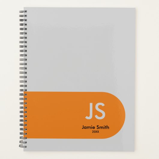 Minimale Oranje accenten Initialen Grijs Afspraak Planner (Voorkant)