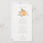 Minimale Oranje Boho Botanical Wedding Menu Kaart (Voorkant)