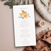 Minimale Oranje Boho Botanical Wedding Menu Kaart