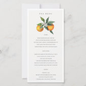 Minimale Oranje Boho Botanical Wedding Menu Kaart (Voorkant)