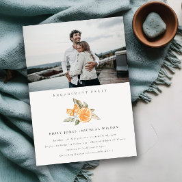 Minimale Oranje Boho Fauna Photo Verloving Invite Bedankkaart