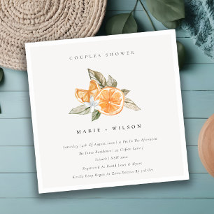 Minimale oranje boho-loof bruidspaar bruiloft uitn bedankkaart