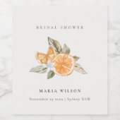 Minimale Oranje Botanische Bladrijke Boho Bruidssh Wijn Etiket (Enkel label)