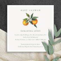 Minimale Oranje botanische Boho-Baby shower uitnod