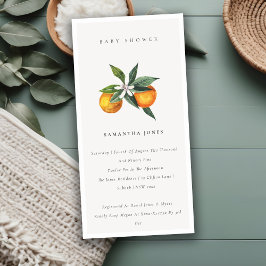 Minimale oranje botanische boho baby shower uitnod bedankkaart