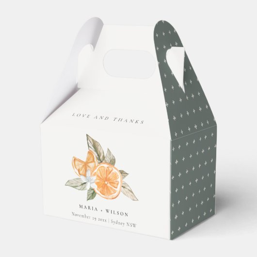 Minimale Oranje Botanische Boho Love Bedankt Weddi Bedankdoosjes (Achterkant)