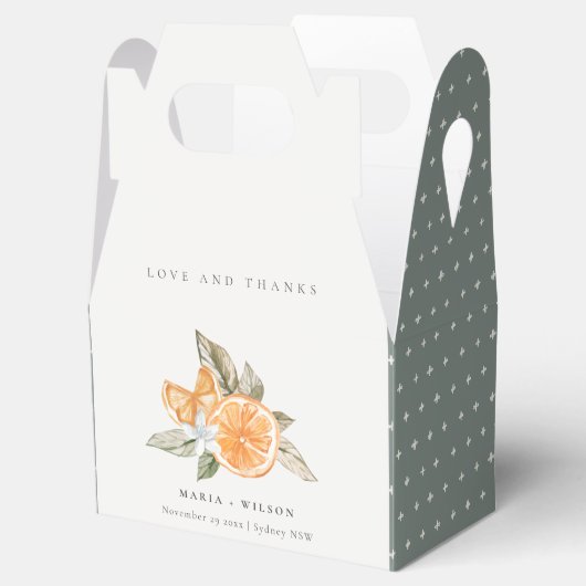 Minimale Oranje Botanische Boho Love Bedankt Weddi Bedankdoosjes (Geopend)
