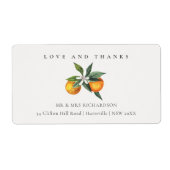 Minimale Oranje Botanische Boho Love Bedankt Weddi Etiket (Voorkant)
