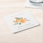 Minimale Oranje Botanische Boho Love Bedankt Weddi Kartonnen Onderzetters (Schuin)
