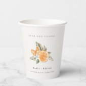 Minimale Oranje Botanische Boho Love Bedankt Weddi Papieren Bekers (Voorkant)