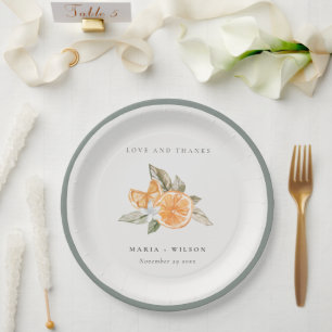 Minimale Oranje Botanische Boho Love Bedankt Weddi Papieren Bordje