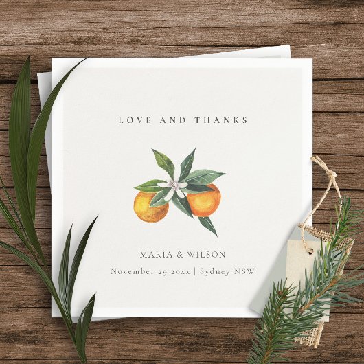 Minimale Oranje Botanische Boho Love Bedankt Weddi Servet