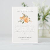 Minimale Oranje Botanische Boho Wedding Details Informatiekaartje (Staand voorkant)