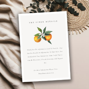 Minimale Oranje Botanische Boho Wedding Details Informatiekaartje