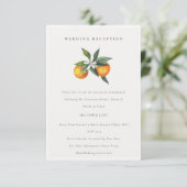 Minimale Oranje Botanische Boho Wedding Reception Informatiekaartje (Staand voorkant)